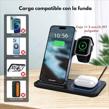 Estación de Carga Inalámbrica Plegable 3 en 1